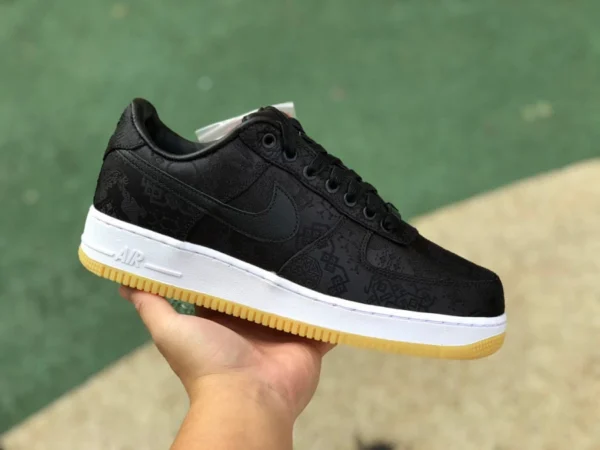 AF1 pura seta nera originale NIKE x CLOT Air Force 1 AF1 Fujiwara Hiroshi fulmine seta nera aeronautica CZ3986-001