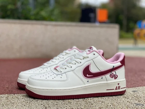 AF1 bianca e rosa San Valentino puro originale Nike Air Force1 Nike AF1 Air Force One Cherry San Valentino scarpe da ginnastica bianche e rosa FD4616-161