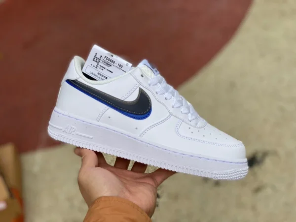 AF1 bianco puro doppio gancio nero blu basso Nike Air Force 1 Low lmpact Next Nature sneakers basse antiscivolo ammortizzanti resistenti all'usura GS bianco FD0688-10