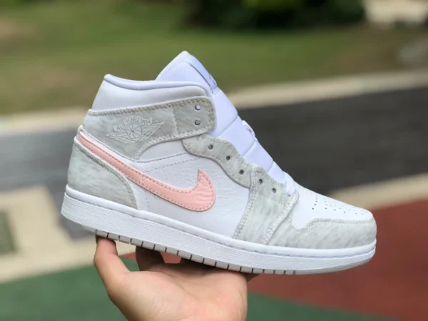 aj1mid bianco grigio rosa puro originale Air Jordan 1 Mid SE AJ1 bianco grigio rosa scarpe da basket retrò mid-top da donna DN4045-001