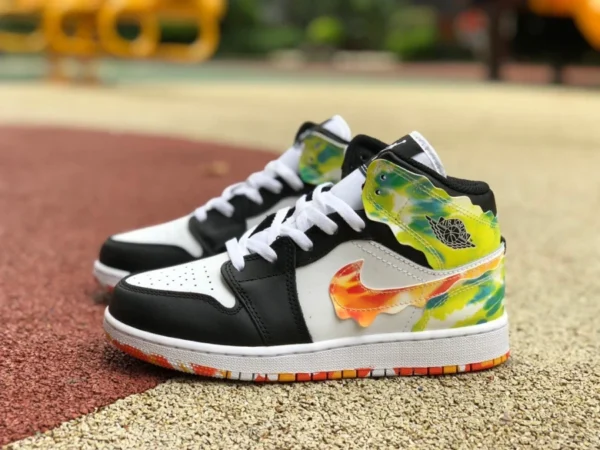 aj1mid paint Air Jordan 1 Mid AJ1 Joe 1 scarpe da basket mid-top paint tie-dye slime DJ6563-038