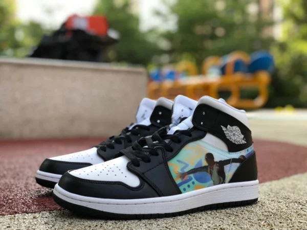 aj1mid modello bianco e nero Air Jordan 1 scarpe da basket mid-top modello bianco e nero DR9495-001