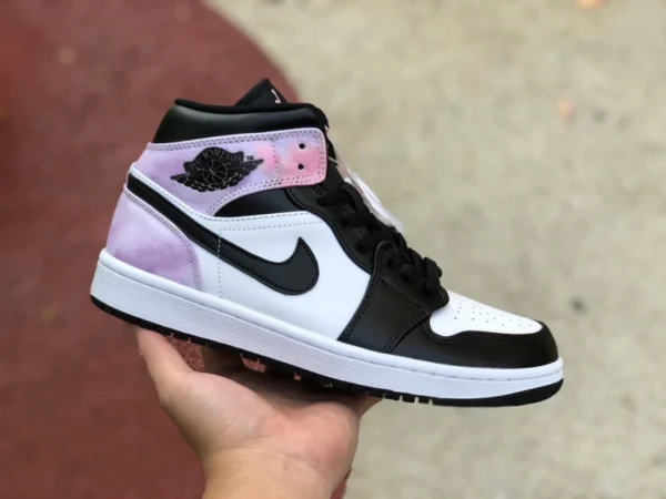 aj1mid tie-dye Air Jordan 1 Mid AJ1 scarpe da basket casual mid-top da uomo bianche e nere tie-dye DM6216-001