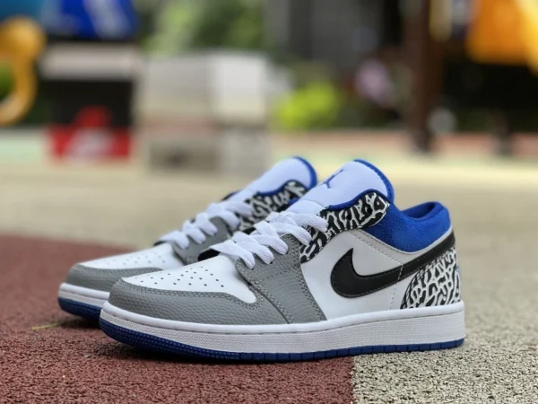 aj1 grigio blu motivo crackle basso Air Jordan 1 Low AJ1 True Blue scarpe da basket con motivo crackle DM1199-140