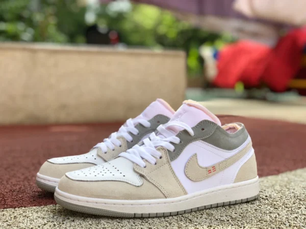 aj1 bianco grigio piccolo OW basso Air Jordan 1 Low AJ1 basso bianco grigio piccolo OW cuciture retro DN1635-100