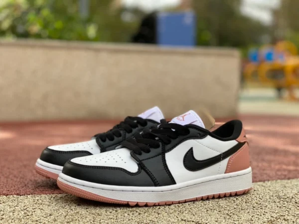 aj1 bianco e nero rosa sporco Golf basso Air Jordan 1 Low Golf AJ1 scarpe casual sportive rosa bianco e nero DD9315-106