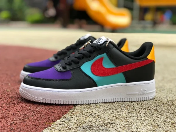 AF1 nero rosso viola oro basso Nike Air Force 1 LV8 EMB AF1 nero rosso viola oro fibbia sneakers DN4178-001