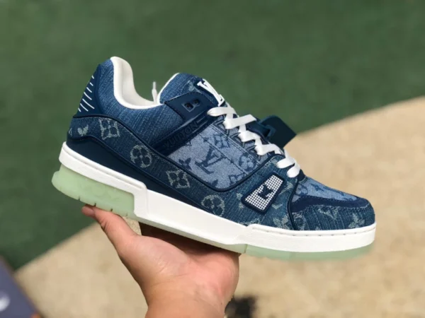 LV denim blu basso nuovo ordine spedito Louis Vuitton Louis Vuitton Trainer Louis Vuitton sneakers