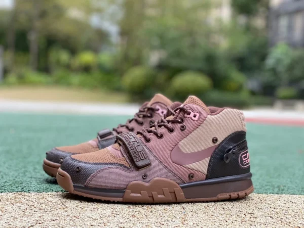 CACT.US CORP x Nike Air Trainer 1 mWheat"Scarpe da allenamento casual alte stile retrò con rivestimento staccabile in stile Travis Scott DR7515-200