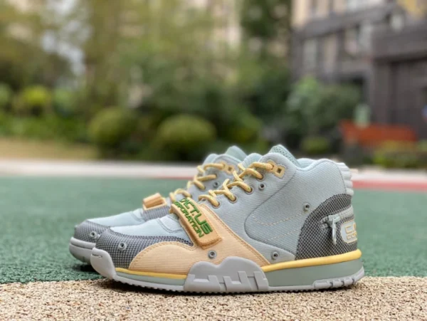 CACT.US CORP x Nike Air Trainer 1 mWheat"Travis Scott modello congiunto rivestimento staccabile retro scarpe da allenamento casual alte blu DR7515-001