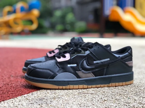 Dunk gomma grezza nera e grigia Nike Dunk Low Scrap sneakers basse nere e grigie cucite in gomma grezza DB0500-001