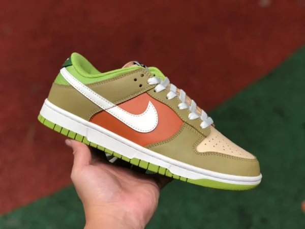 Dunk marrone verde rosso basso Nike Dunk Low GS sneakers classiche retrò casual cuciture color giallo orzo DV9108-711