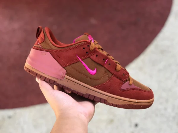 Dunk Disrupt 2 marrone rosso Nike Dunk Low Disrupt 2 Nike scarpe da ginnastica casual basse marroni rosse da donna DH4402-200