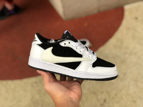 aj1 barb low-top pandaz bianco e nero Travis Scott x Air Jordan 1 Low-top barb TS joint sneakers DM7866-101