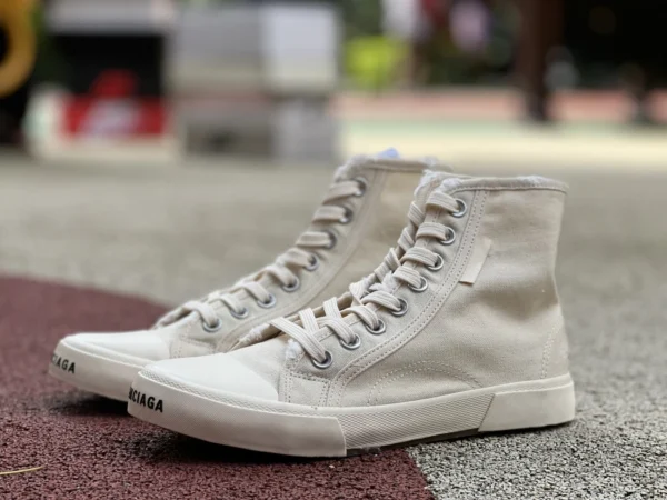 Scarpe di tela Paris bianco sporco alte Balenciaga/Scarpe di tela casual sportive alte invecchiate Balenciaga Paris