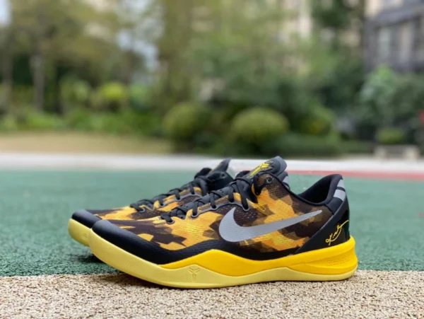 Kobe 8 nero e giallo puro originale Nike Kobe 8 ZK 8 nero e giallo versione XDR domestica vere scarpe da basket 555286-077