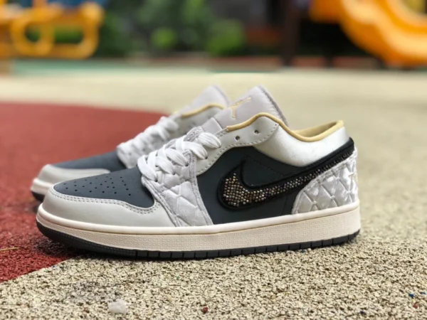 aj1 nero e grigio satinato basso Air Jordan 1 Low SE scarpe da basket antiscivolo da uomo nero e grigio satinato DV1762-001