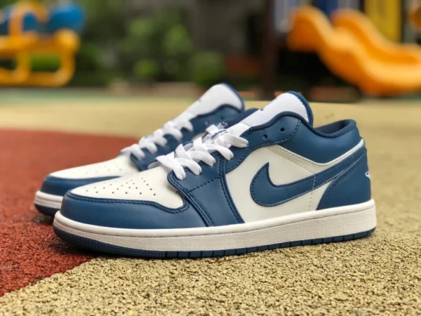 aj1 bianco blu blu navy basso Air Jordan 1 AJ1 bianco blu blu navy scarpe da ginnastica casual basse da uomo e da donna DC0774-114