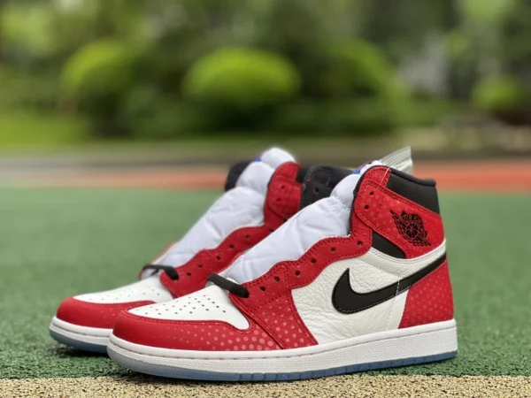 aj1 Spider-Man Pure Originale Air Jordan 1 Retro High AJ1 Spider-Man Chicago Bianco Rosso 555088-602