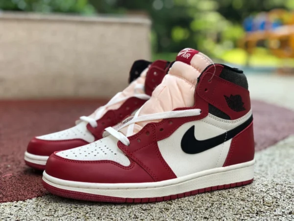 aj1 Chicago invecchiato Air Jordan 1 AJ1 Retro High bianco e rosso alto invecchiato FD1437-612