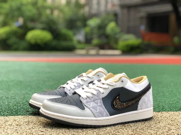 aj1 nero e grigio satinato basso puro originale Air Jordan 1 Low SE nero e grigio satinato scarpe da basket antiscivolo da uomo DV1762-001