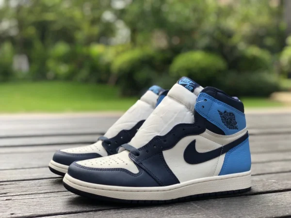 aj1 Obsidian nuovi prodotti originali puri di alta qualità Air Jordan 1 AJ1 Obsidian North Carolina punta campus blu 555088-140