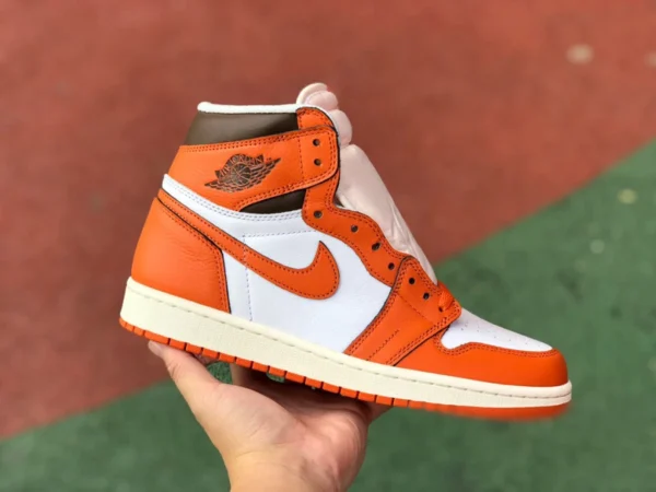 aj1 piccola bianca arancione puro originale Air Jordan Starfish AJ1 bianca arancione piccola fibbia scarpe da ginnastica alte DO9369-101