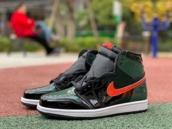 aj1 Miami nero verde arancione vernice Air Jordan 1 AJ1 solefly Miami nero verde arancione vernice AV3905-038