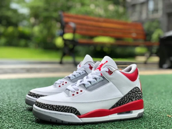 aj3 Rukawa Maple originale Air Jordan 3 "Fire Red" modello scoppio bianco e rosso DN3707-160