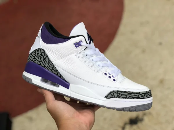 3 versione economica bianca e viola delle scarpe da basket retrò Air Jordan 3 Retro Dark Iirs bianche e viola CT8532-105