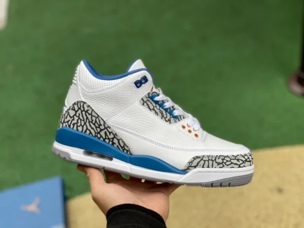 aj3 bianco blu oro vero blu Air Jordan 3 Retro Wizards platino blu Wizards burst pattern ct8532-148