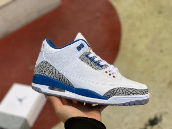 aj3 White and Blue Wizards nuova versione Air Jordan 3 Retro Wizards Platinum Blue Wizards modello scoppiato ct8532-148