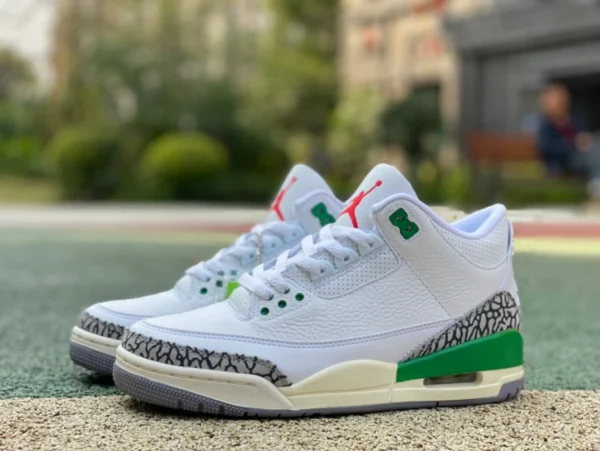 aj3 Lucky Green Bianca Verde Primo strato in pelle Versione consigliata Air Jordan 3 Retro "Lucky Green" Scarpe da basket retrò alla moda Lucky Green CK9246-136