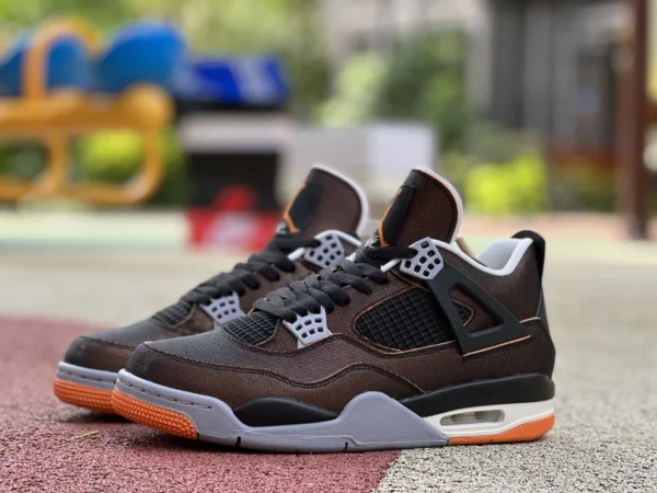 aj4 nero arancione tessuto Air Jordan 4 AJ4 nero arancione stella marina arancione tessuto arancione metallizzato scarpe da basket mid-top CW7183-100