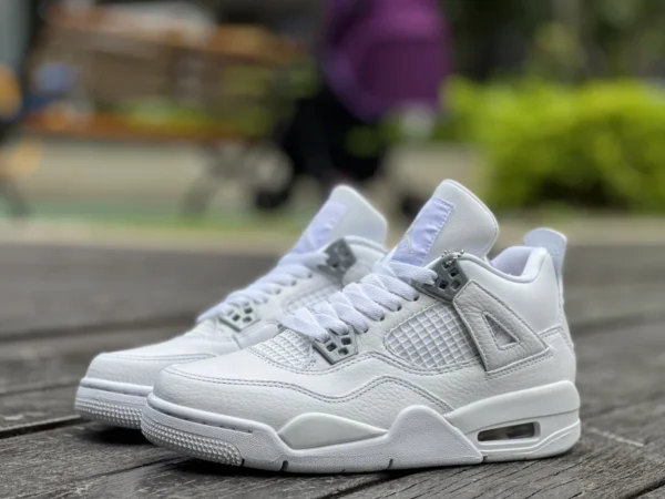 aj4 argento puro modello da donna originale immagine reale dello scatto Air Jordan 4 Pure Money AJ4 scarpe da ginnastica argento 408452-308497-100