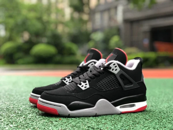 aj4 nero e rosso puro modello originale da donna immagine reale dello scatto Air Jordan 4 Bred AJ4 nero e rosso 19 replica 408452-308497-060