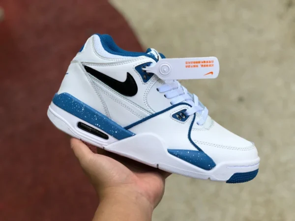 scarpe da basket con cuscino d'aria da uomo Nike Air Flight 89 AJ4 Brothers bianche e blu 306252-116