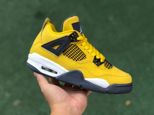 aj4 Dianmu puro originale Air Jordan 4 Retro (GS) "Tour Yellow" scarpe da basket Dianmu nere e gialle 408452-700