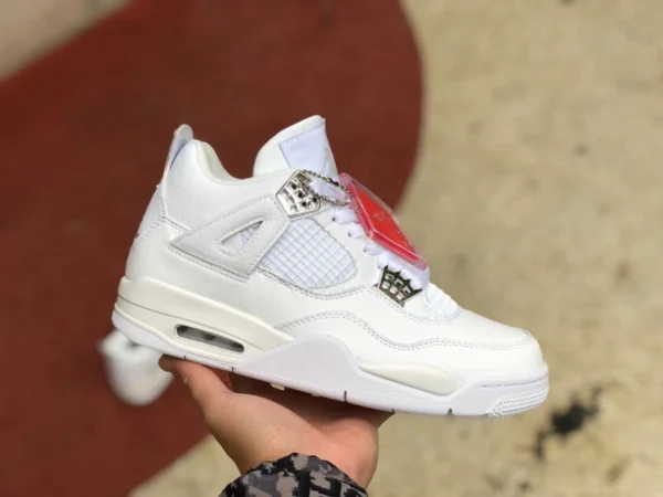 aj4 argento versione economica Air Jordan 4 Pure Money AJ4 Jordan 4 argento puro bianco bianco gatto 308497-100