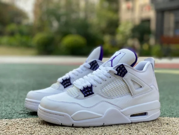 aj4 bianco viola metallo puro originale Air Jordan 4 AJ4 scarpe da basket con fibbia in metallo uva bianca viola CT8527-115