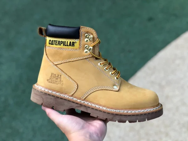 Carter Crystal Sole Wheat CAT Classic Rabarbaro Stivali Stivali da lavoro alti per esterni serie Colorado Marrone Giallo