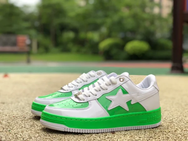 Apeman pelle verniciata bianca e verde nuova versione BAPE STA SK8 nuove sneakers star scarpe casual Apeman scarpe sportive basse