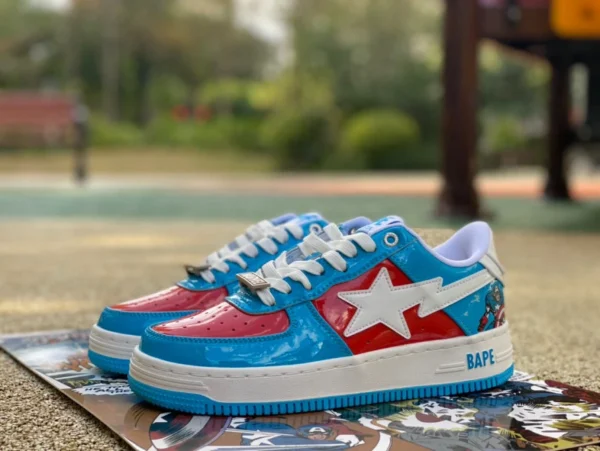 Ape Man Marvel joint Captain America Marvel x Bape STA sneakers moda trendy bianco blu e rosso Marvel joint Captain America 1I73-191-903