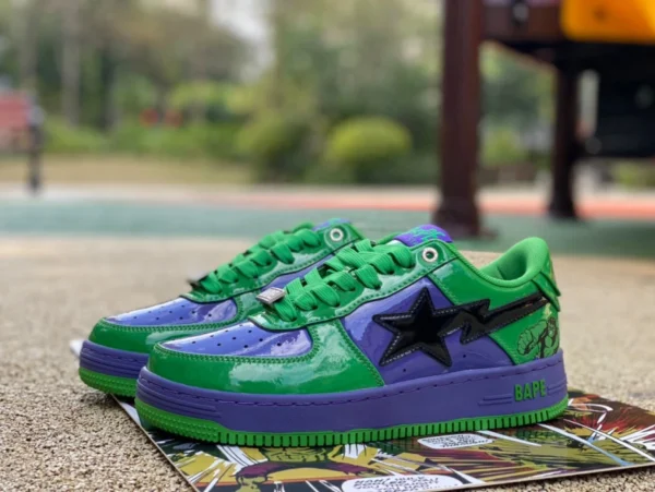 Ape Man Marvel co-branded Hulk Marvel x Bape STA sneakers moda trendy verde viola nero Marvel co-branded Green Houseman 1I73-191-904