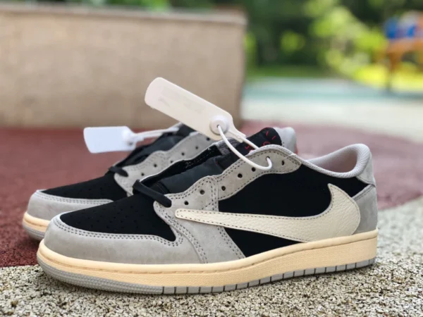 aj1 barb basse grigie e nere Travis Scott x Nike Air Jordan 1 Low AJ1 joint scarpe da ginnastica basse TS joint barb DM7866-010