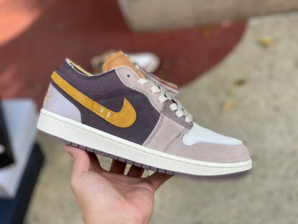 aj1 riso viola arancione basso Air Jordan 1 Low AJ1 riso viola arancione beige cuciture multimateriale basse DN1635-200