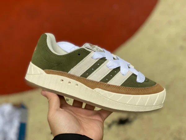 Adidas Green Brown Shark Adidas Human Made Joint Green Brown Shark Scarpe da pane retrò alla moda HP9914