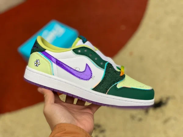 aj1 beneficenza bianco verde viola basso Nike Dunk azzurro giallo gancio trendy retrò sportivo e per il tempo libero sneakers basse DD1503-123