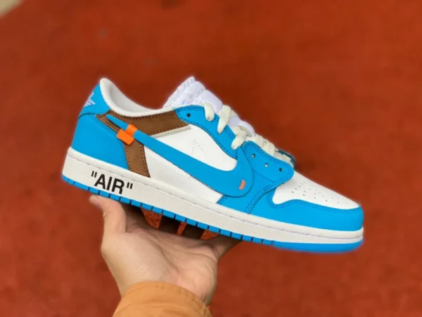 aj1ow North Carolina blu basso Air Jordan 1 x OFF-WHITE AJ1 OW joint North Carolina blu basso top blu joint AQ0818-148