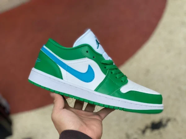 aj1 bianco verde blu gancio Air Jordan 1 Low AJ1 bianco verde blu lucky verde scarpe da basket retrò basse DC0774-304